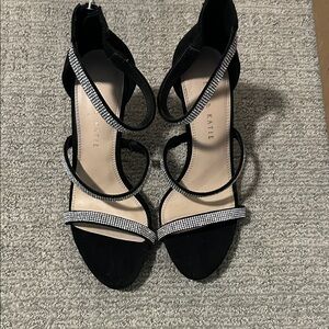 Kelly and Katie Black Heels with Silver sequin Straps